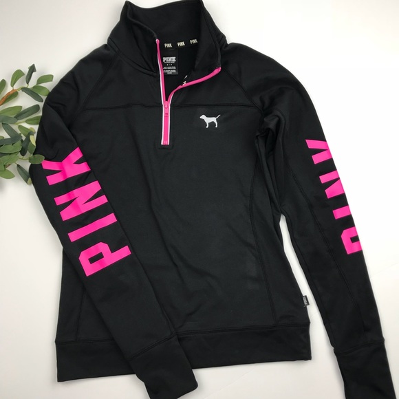 PINK Victoria's Secret Tops - VICTORIAS SECRET PINK | black pop over zip up S